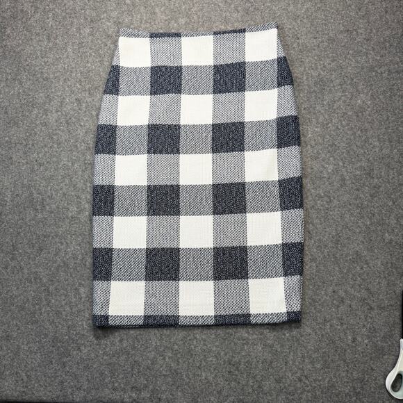 Women's Banana Republic Blue and White Checked Pencil Skirt Size O - Picture 1 of 8